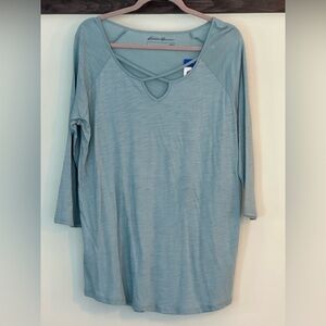 Eddie bauer keyhole tunic, large, 3/4 sleeve, really soft and light